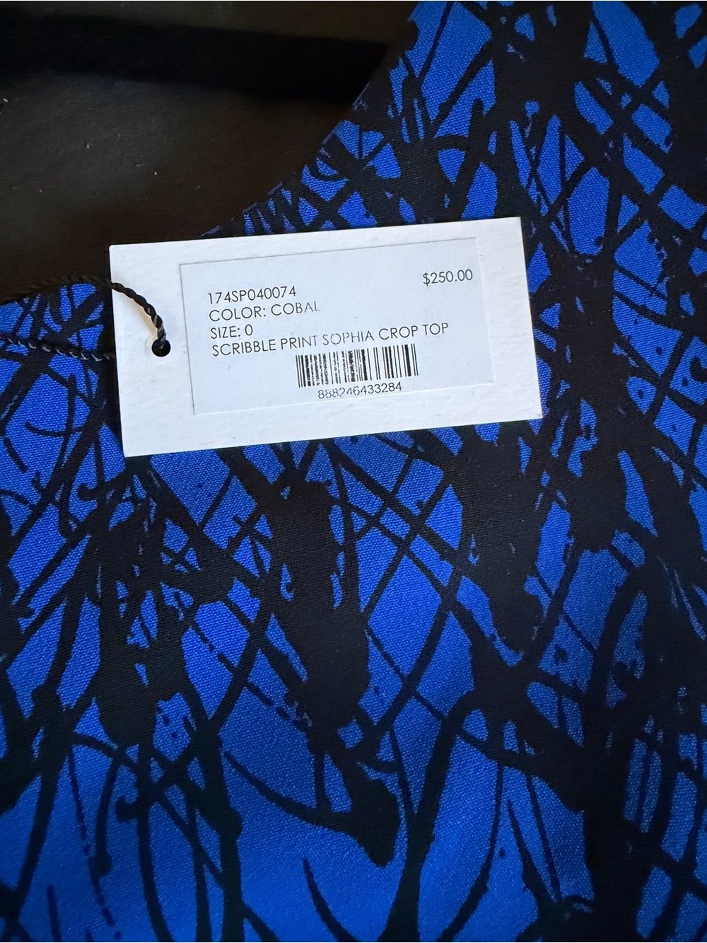 Milly Scribble Print Sophia Crop Top - Cobalt and skirt